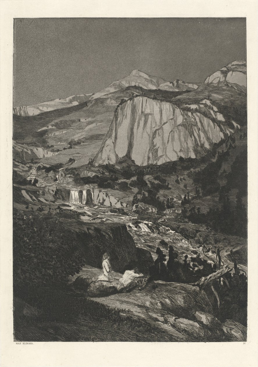 Månbelyst natt Mondnacht: pl. 4, publicerad 1881. av Max Klinger