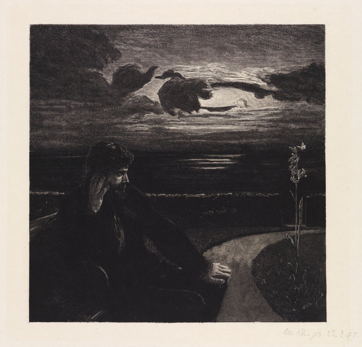Natt (Om döden, första delen, opus XI, blad 1) av Max Klinger