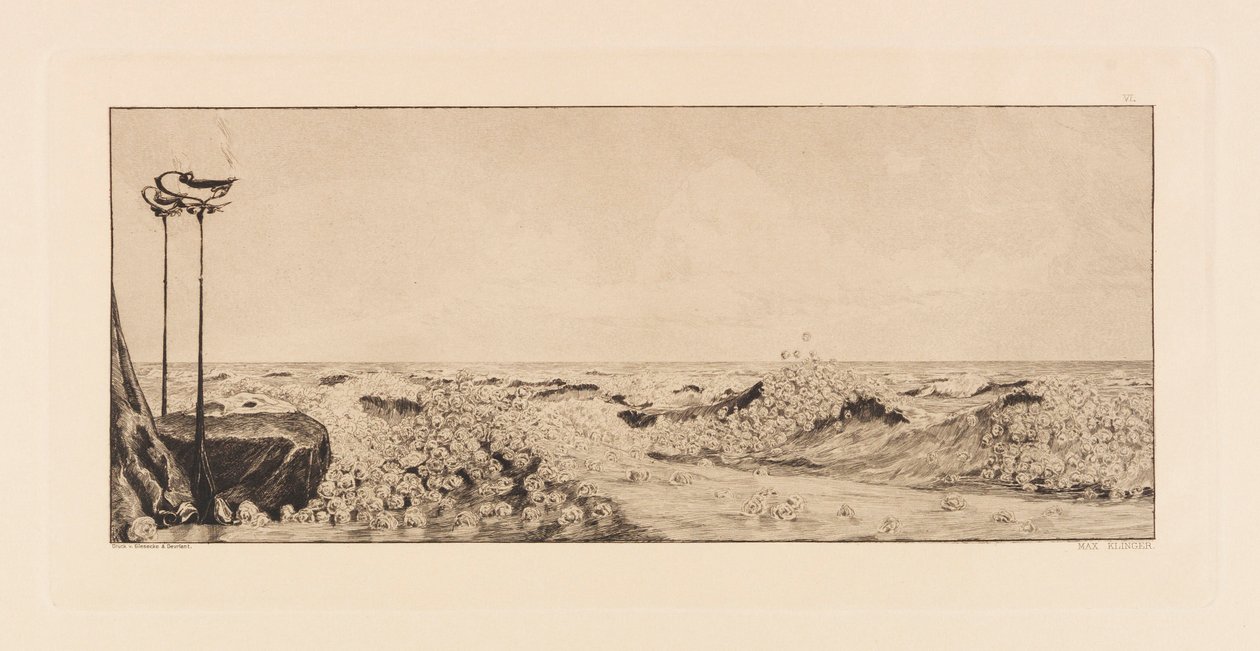 Opus VI, från Paraphrase on the Finding of a Glove, 1881. av Max Klinger