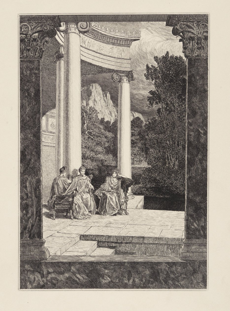 Psyche och hennes systrar (Amor och Psyche, Opus V, blad 18) av Max Klinger