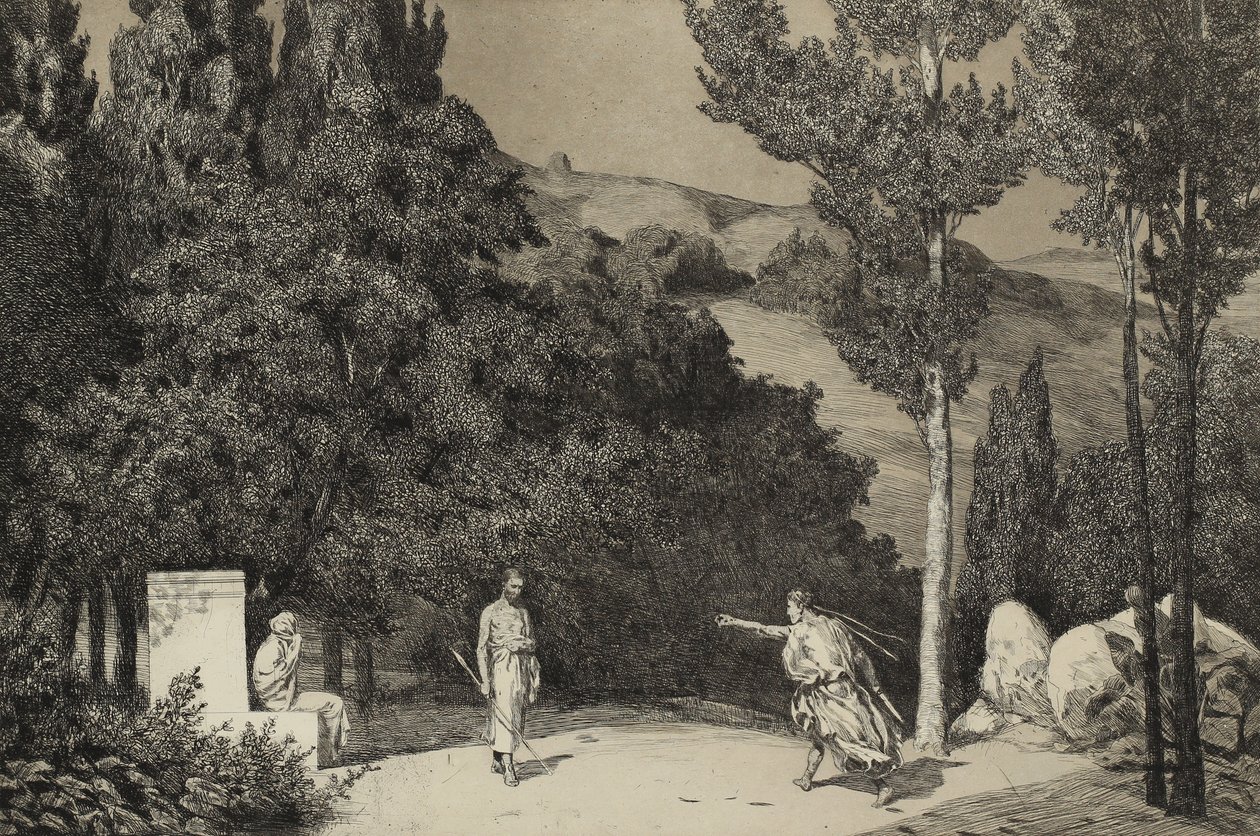 Pyramus och Thisbe II Från serien Opus II, 1879 av Max Klinger