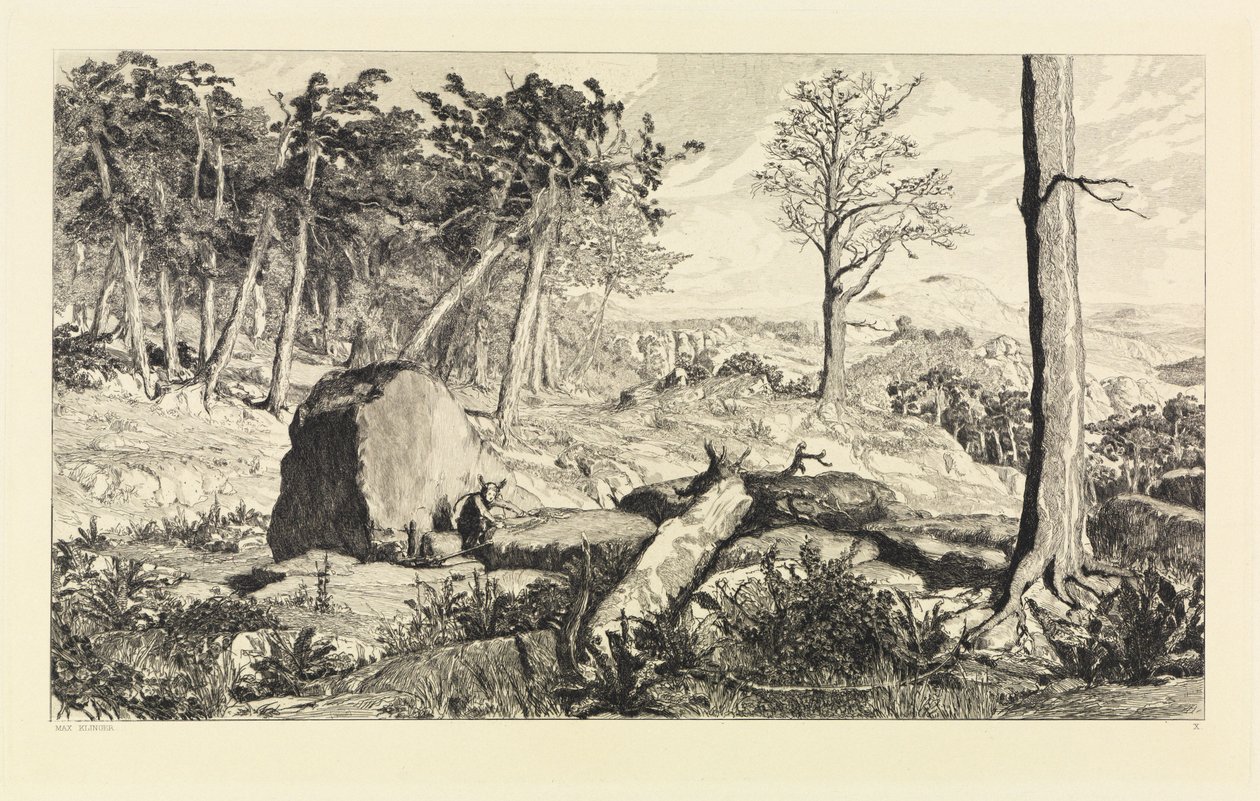 Simplicius i skogens ödemark (Intermezzi, opus IV, blad 10) av Max Klinger