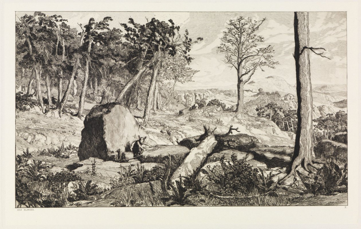 Simplicius i skogsödemarken (Intermezzi, opus IV, blad 10) av Max Klinger
