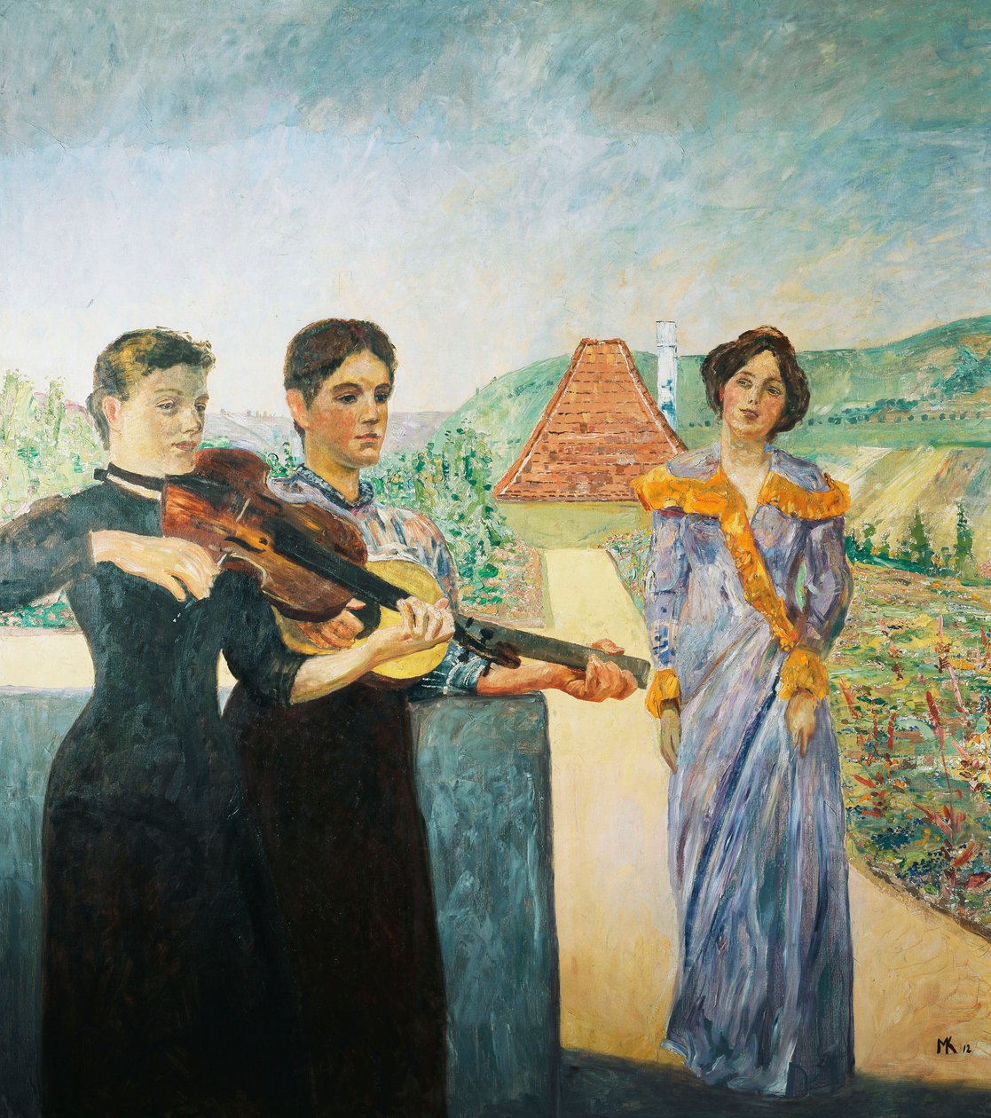 Tre kvinnor i vingården; Tre kvinnor i vingården, 1912 av Max Klinger
