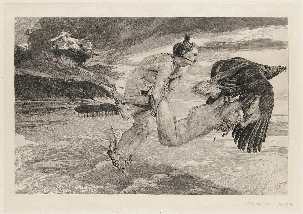 Bortrövandet av Prometheus, plansch 14, Brahmsfantasi, op. XII av Max Klinger