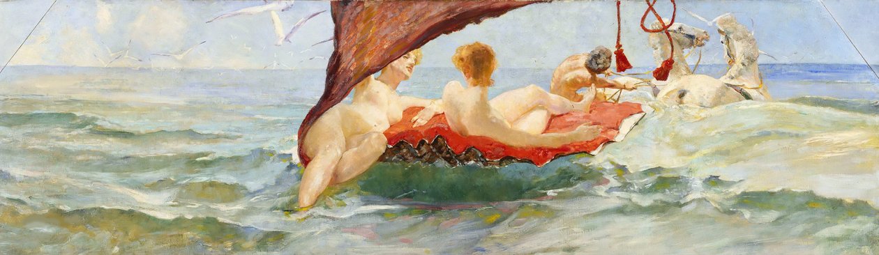 Venus i skalvagnen. En del av väggdekorationen i Villa Albers, 1884-1885. av Max Klinger
