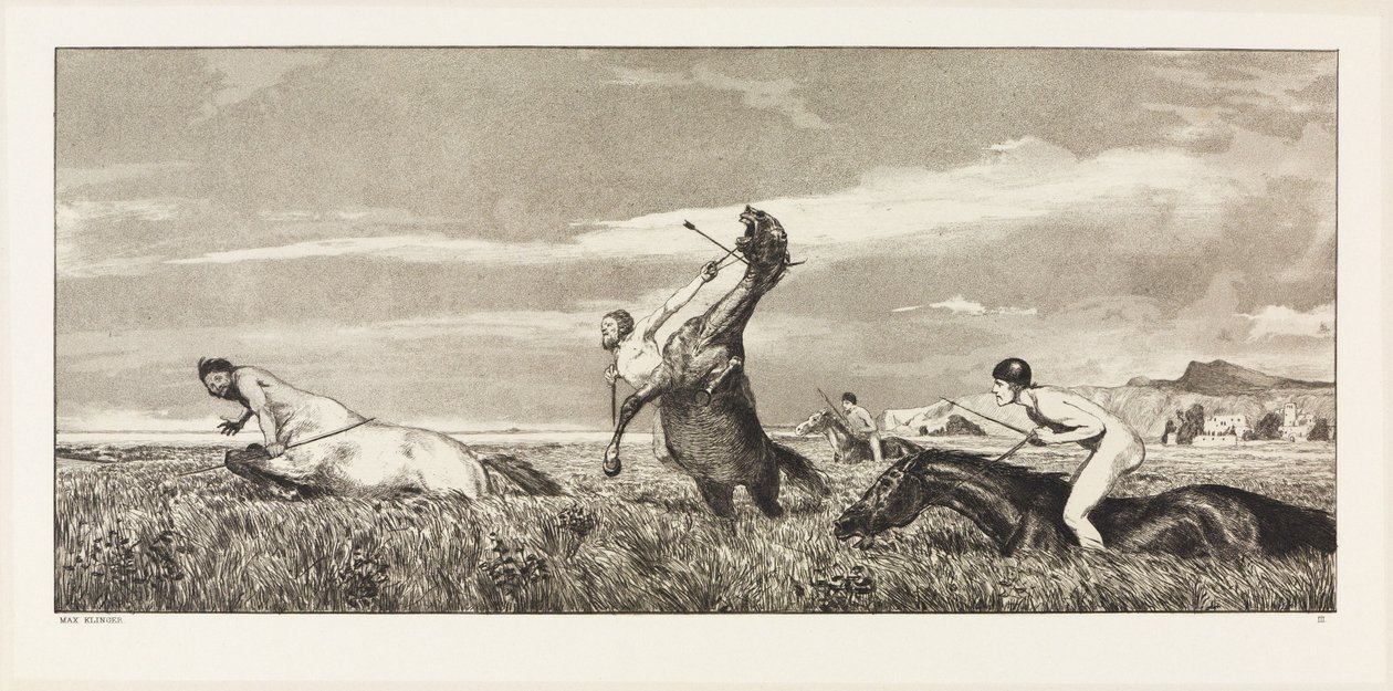 Förföljd kentaur (Intermezzi, opus IV, blad 3) av Max Klinger