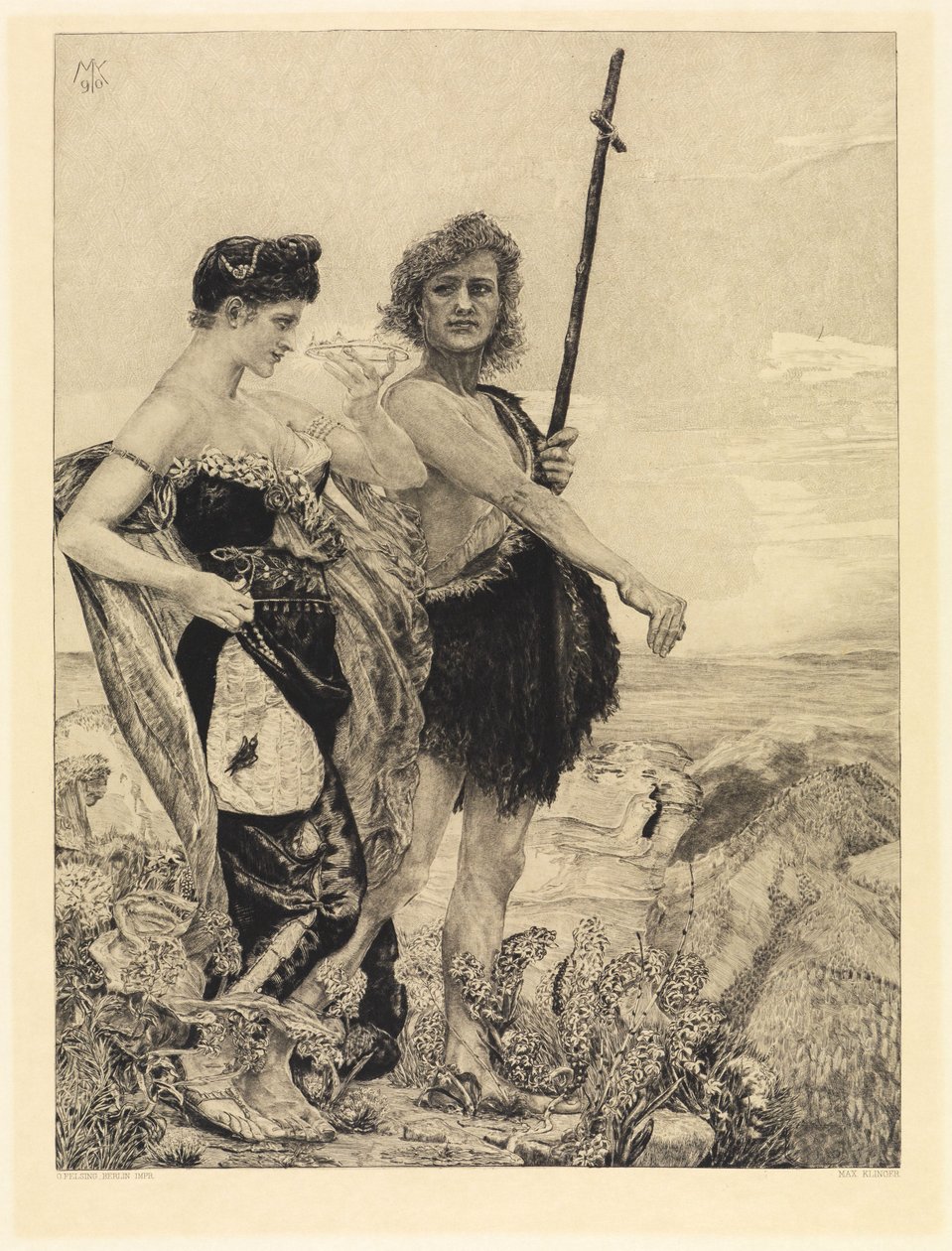 Frestelse (Om döden, andra delen, opus XI, blad 10) av Max Klinger