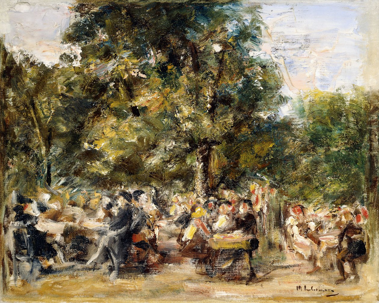 En trädgårdsrestaurang vid floden Havel; Gartenlokal an der Havel, 1933 av Max Liebermann