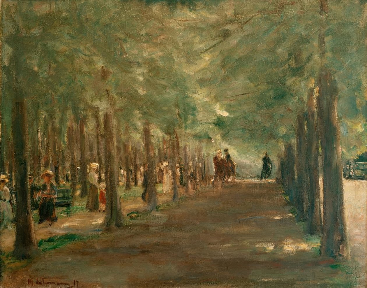 Gränd i djurparken med ryttare och vandrare av Max Liebermann