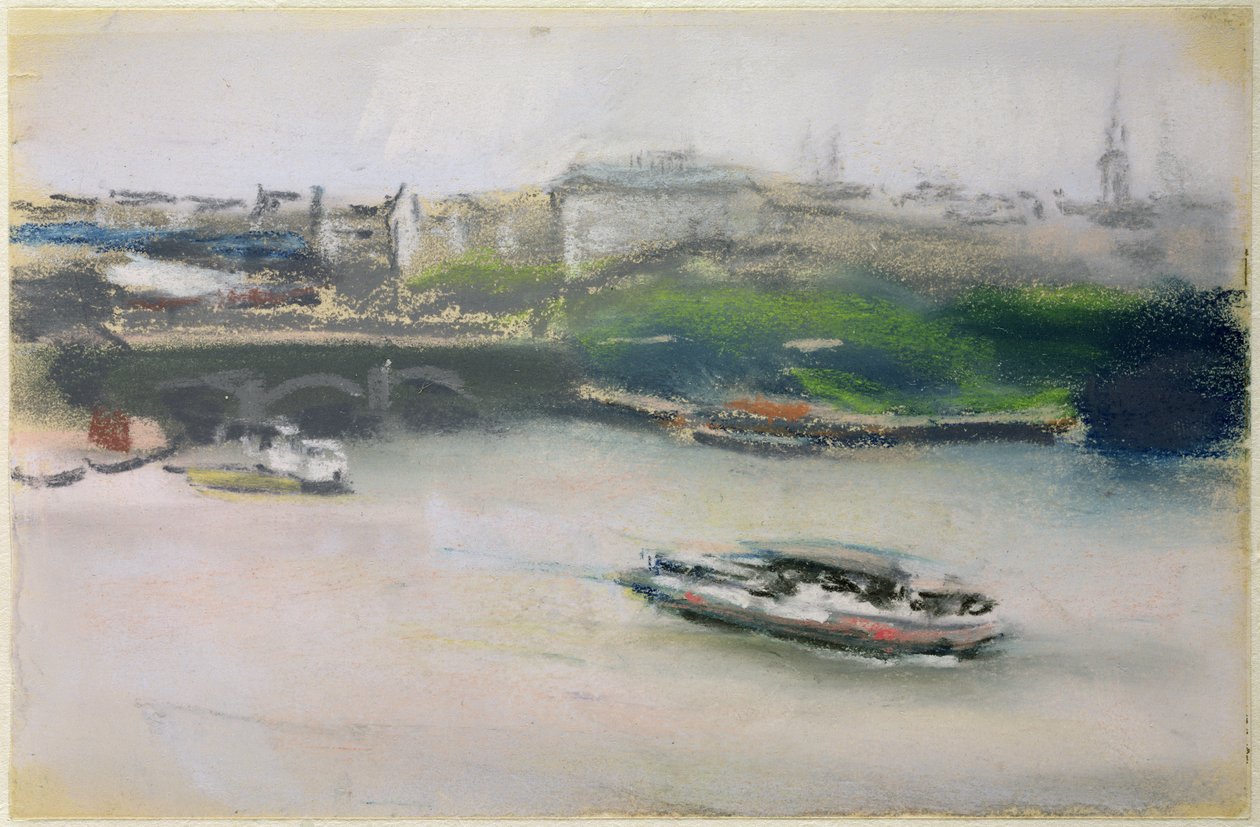 Binnenalster med Lombardsbrucke, Hamburg, 1910 (pastell på papper) av Max Liebermann