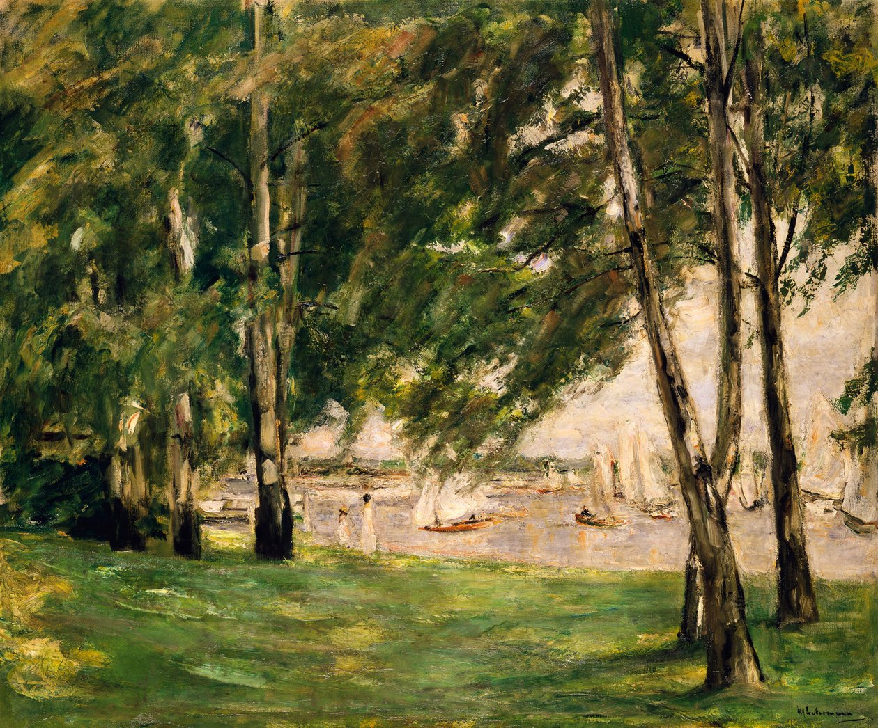 Utsikt över Wannsee med segelbåtar av Max Liebermann