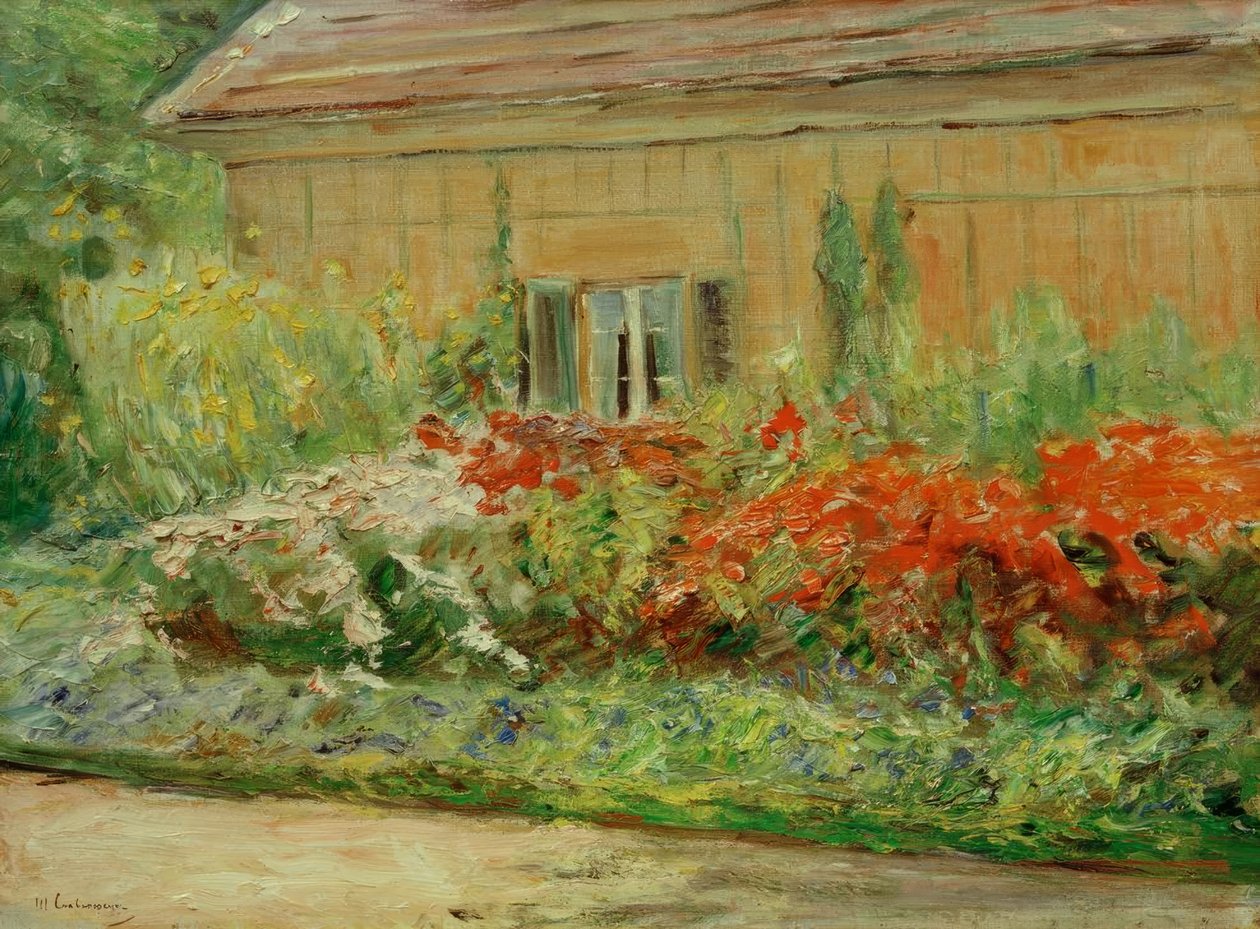 Buskar av blommor vid trädgårdsmästarstugan i norr av Max Liebermann