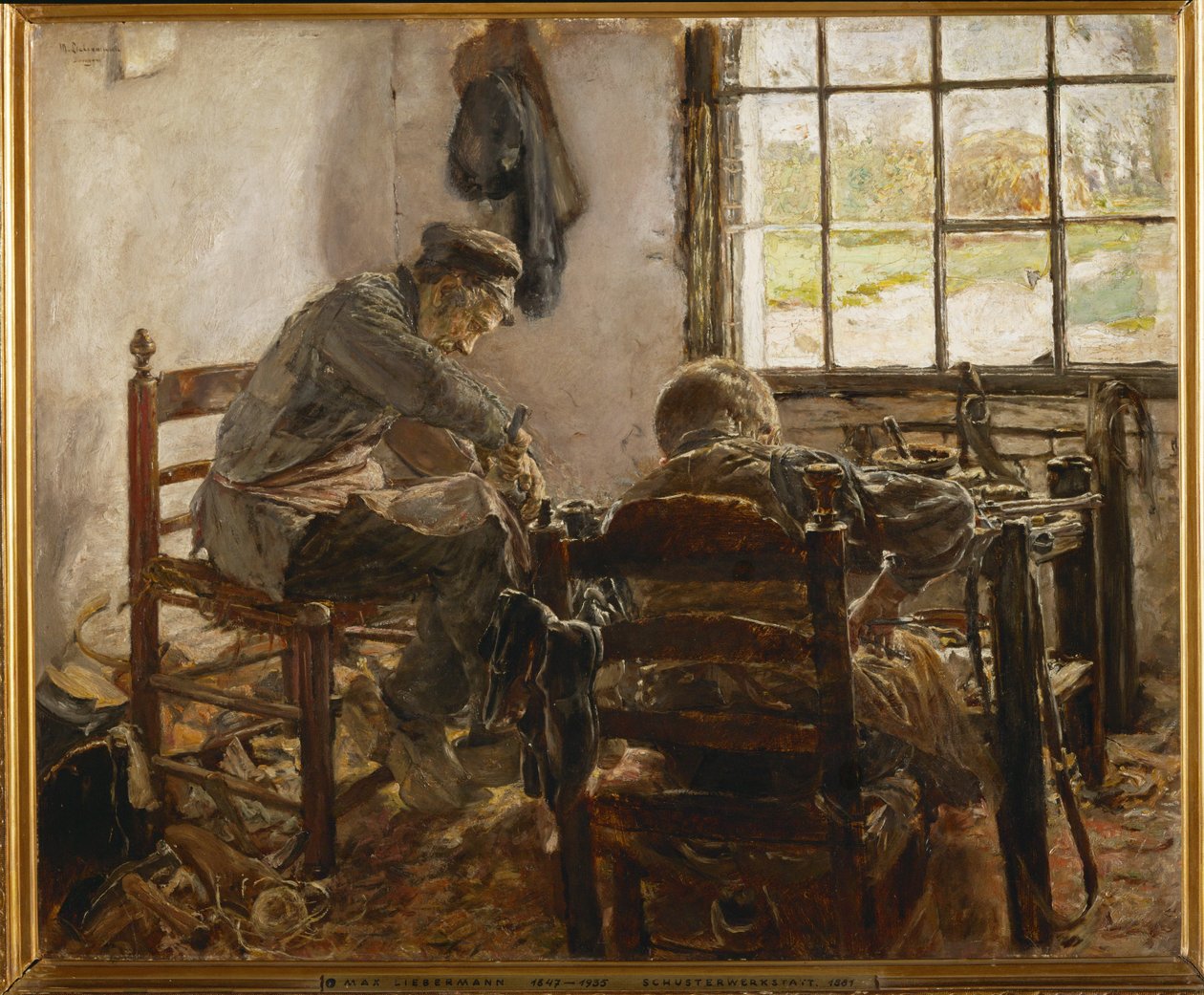 Skomakarens verkstad (flämtande) av Max Liebermann