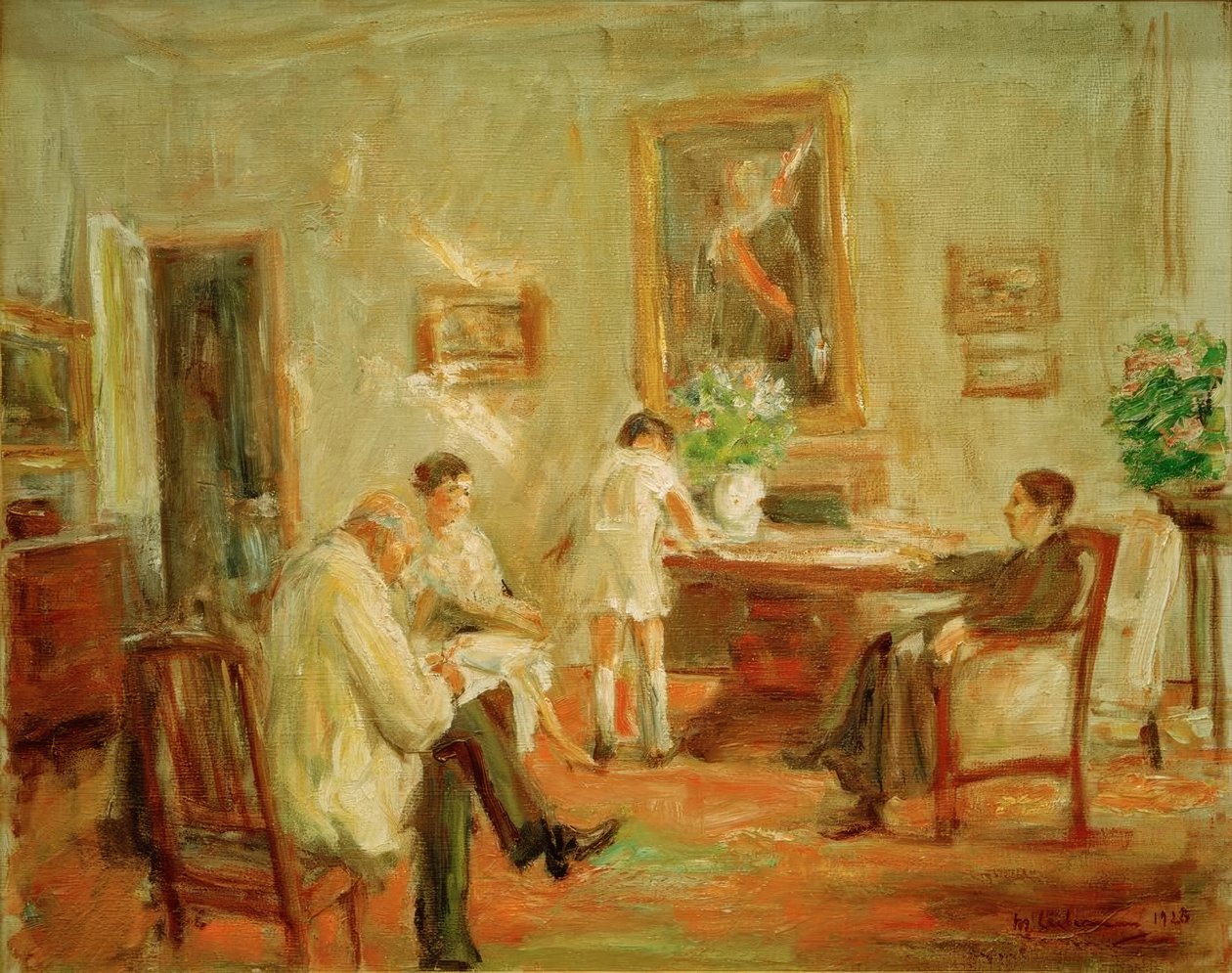 Konstnären skissar med sin familj av Max Liebermann