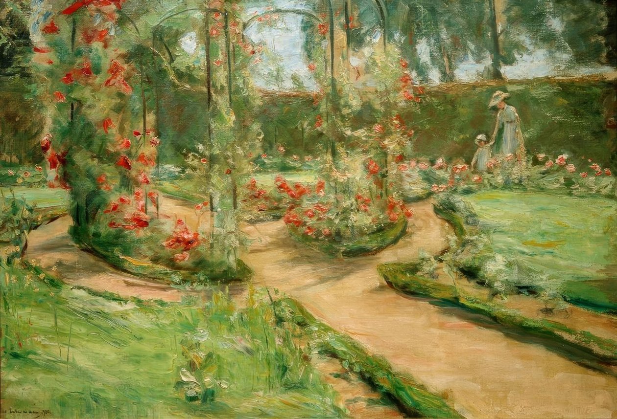Rosenträdgården i Wannsee med dottern och barnbarnet av Max Liebermann