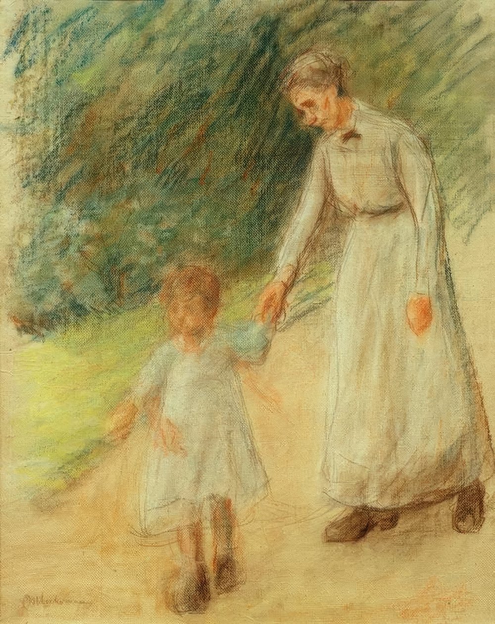 Barnbarn med barnflicka av Max Liebermann