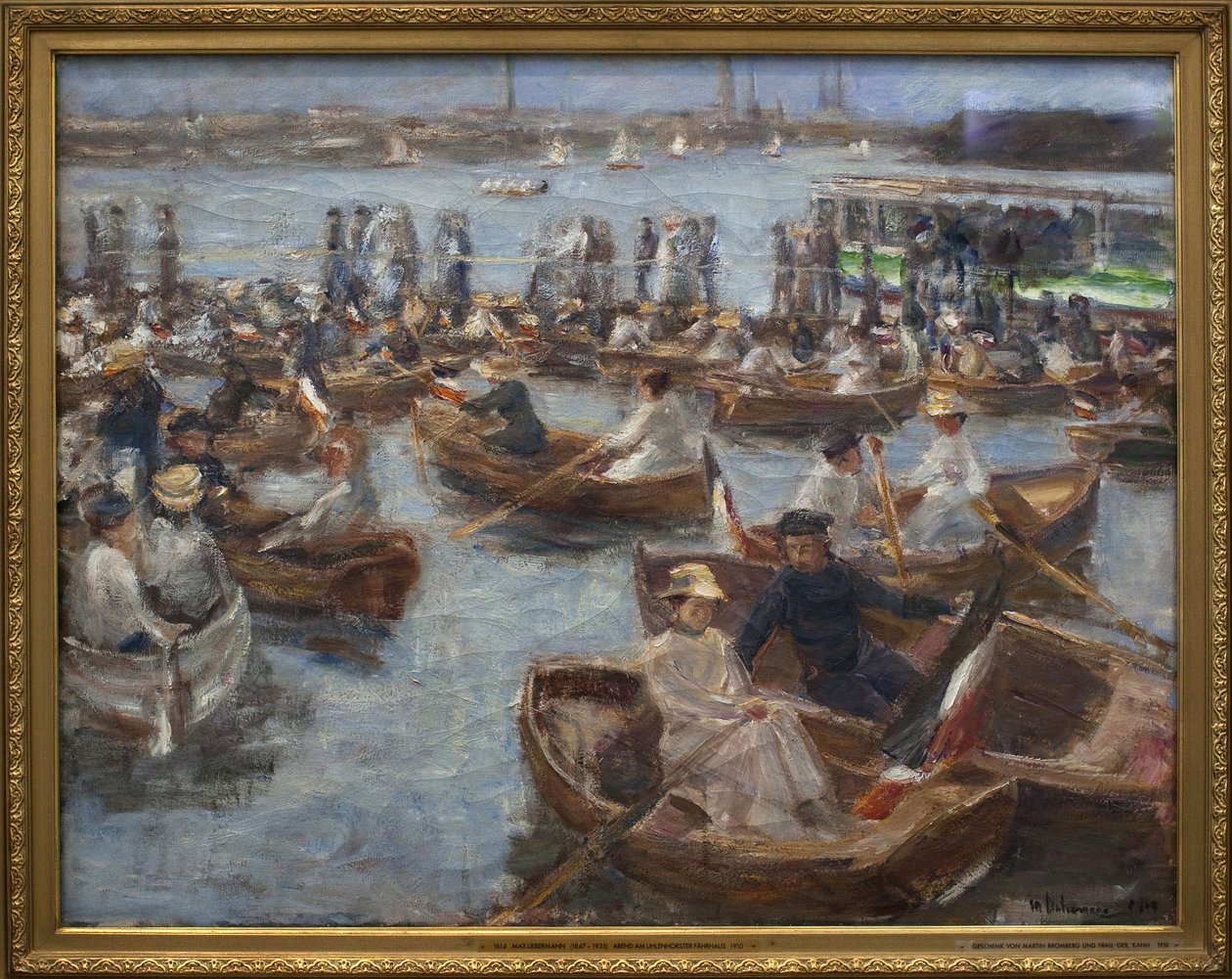 Kväll på Fahrhaus i Uhlenhorster (förorter till Hamburg). Målning av Max Liebermann (1847-1935), Olja på duk av Max Liebermann