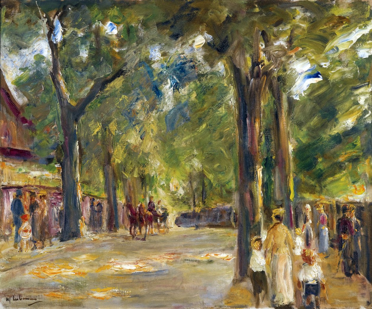 Figurer på Grosse Seestrasse i Wannsee par Liebermann, Max (1847-1935). Olja på duk, storlek: 60,4x72,5, ca. 1920, Privat samling av Max Liebermann