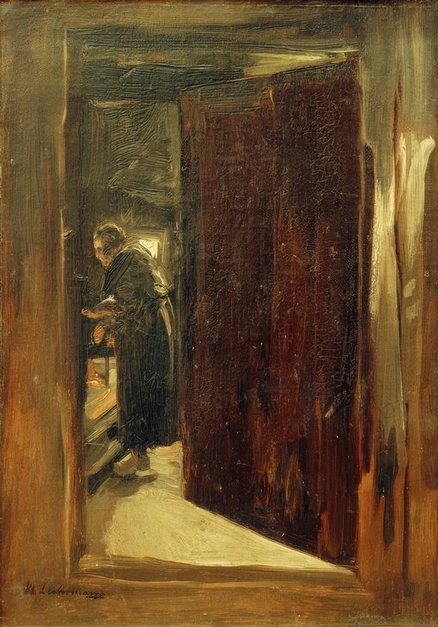 Kvinna i köket - perspektiv av Max Liebermann