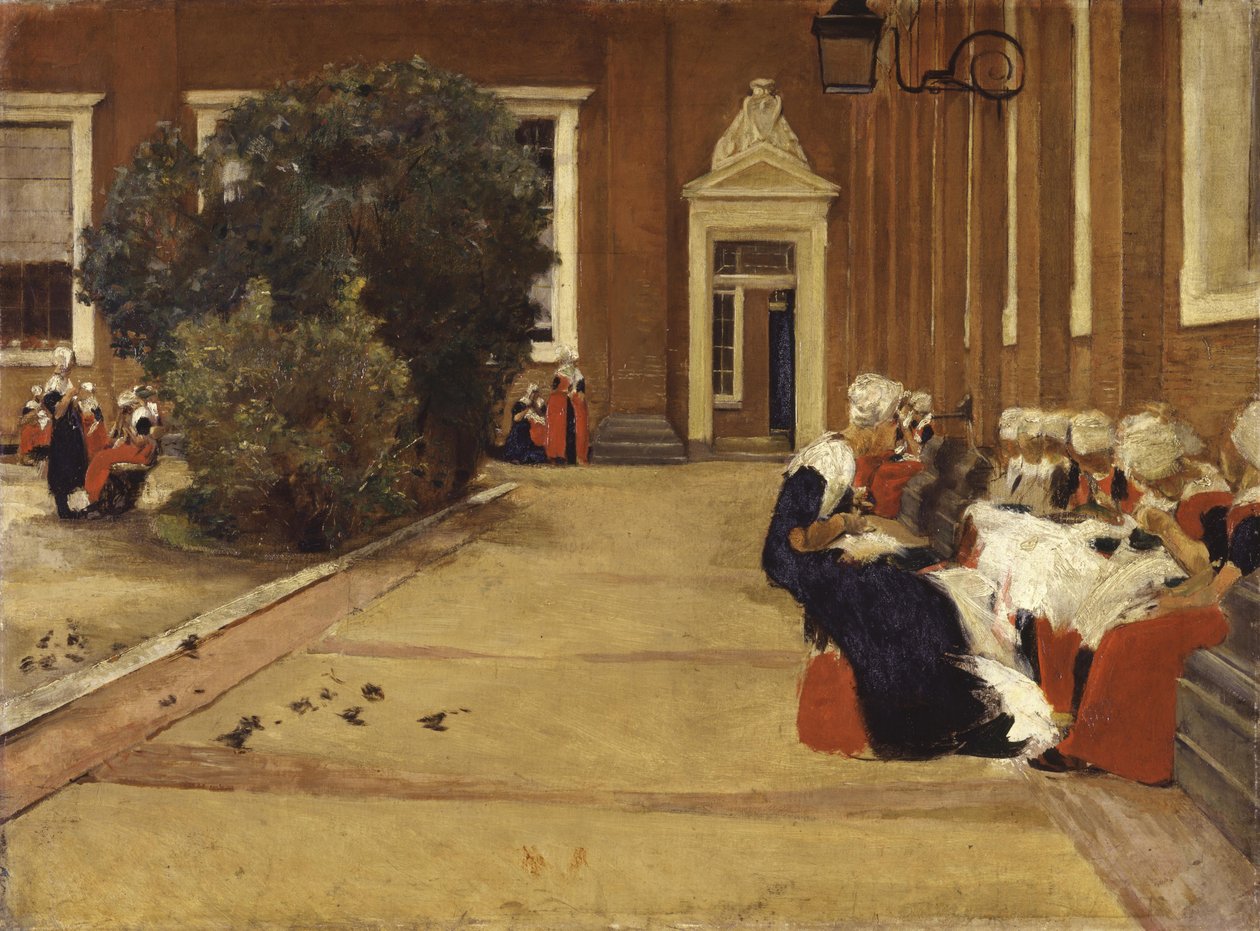 Rast på barnhemmet i Amsterdam (Studie) av Max Liebermann