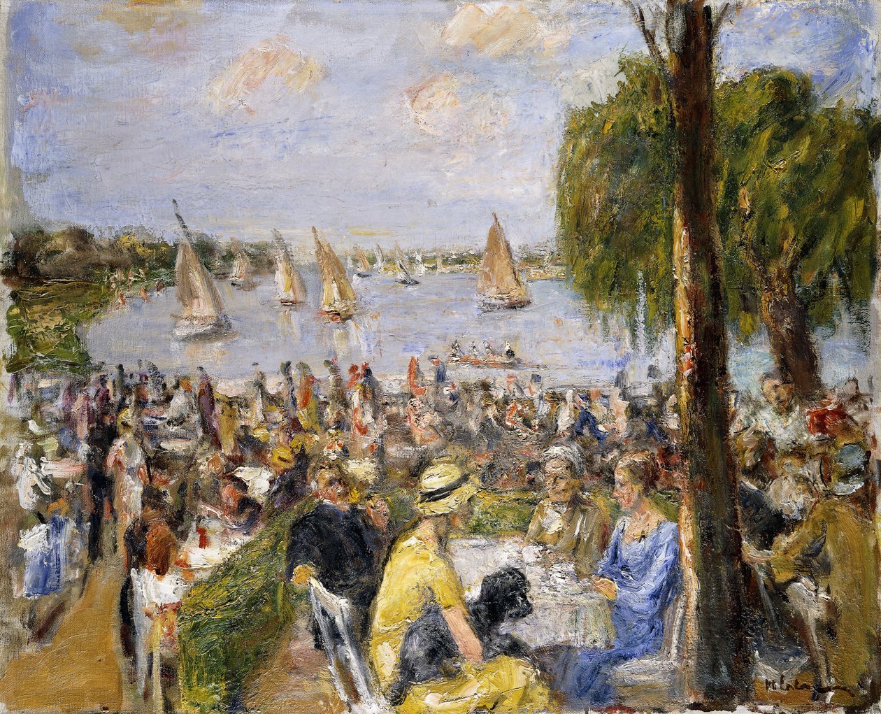 Garden Cafe vid Wannsee; trädgårdskafé vid Wannsee, av Max Liebermann