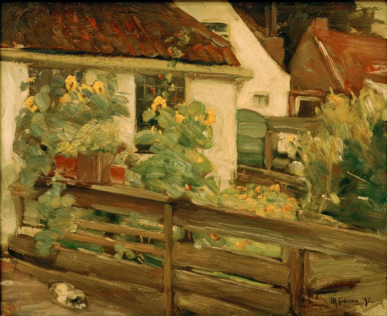 Trädgård med solrosor av Max Liebermann