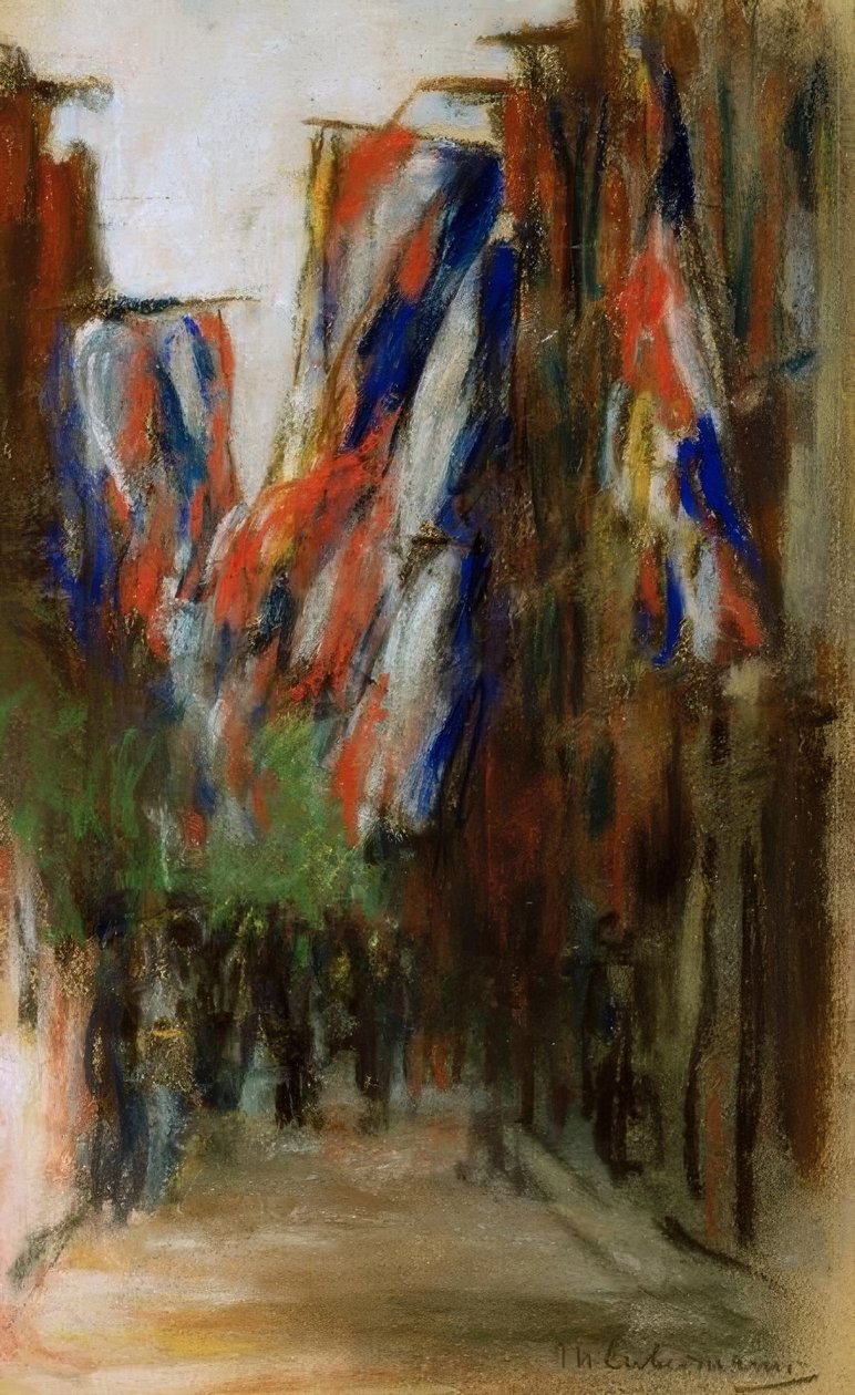 Holländsk gata med flaggor av Max Liebermann