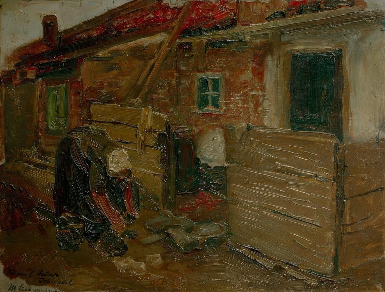 Holländsk bondgård med fru av Max Liebermann