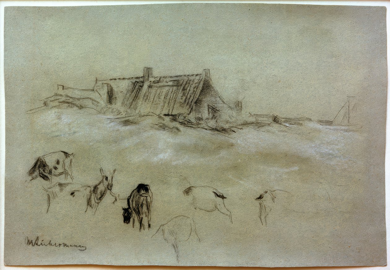 M.Liebermann, strandhus, getter i förgrunden av Max Liebermann