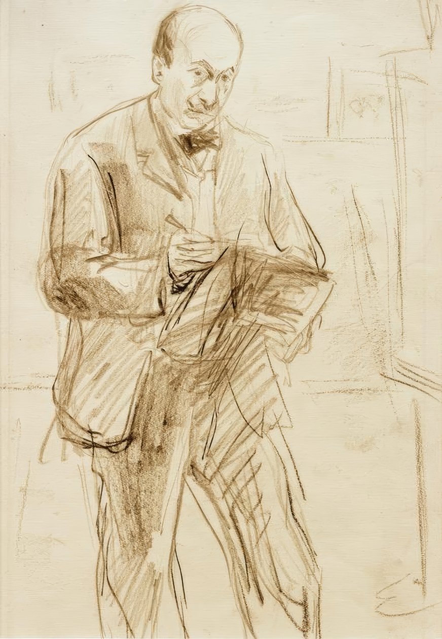 Max Liebermann / självporträtt, teckning av Max Liebermann