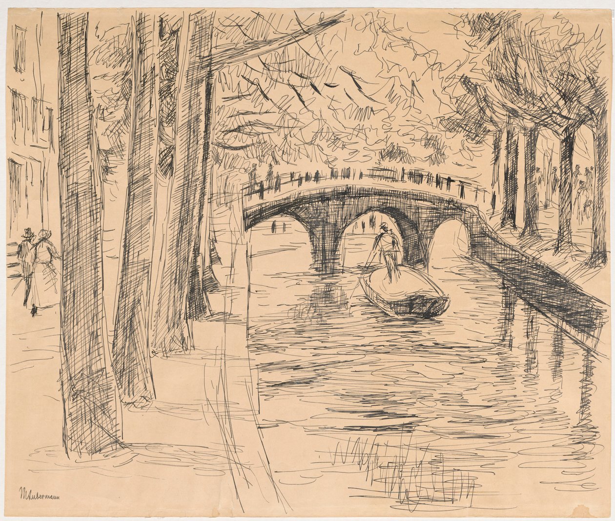 Bron över kanalen i Amsterdam av Max Liebermann