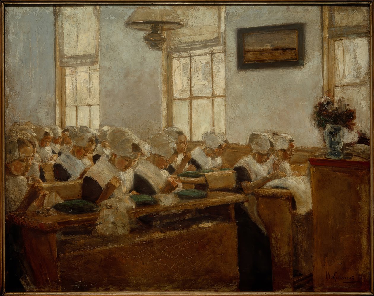 Syskola - arbetsrum på Amsterdams barnhem av Max Liebermann