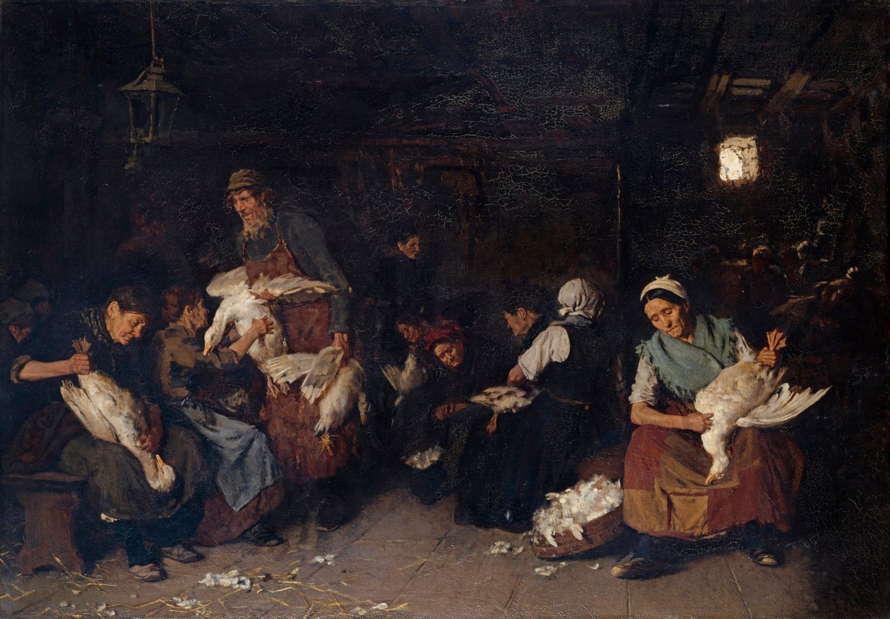 "" Paysannes plumant des oies "" (Kvinnor som plockar gäss) Målning av Max Liebermann (1847-1935) Olja på duk 1872 Dim 119,5x170 cm Staatliche Museen, Berlin av Max Liebermann