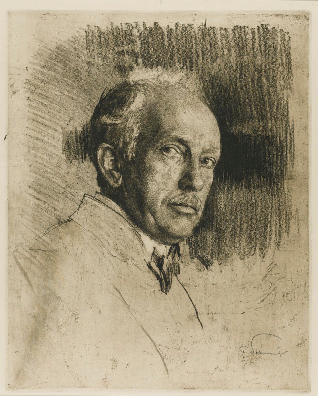 Porträtt av kompositören Richard Strauss 1864-1949, ca. 1914. av Max Liebermann