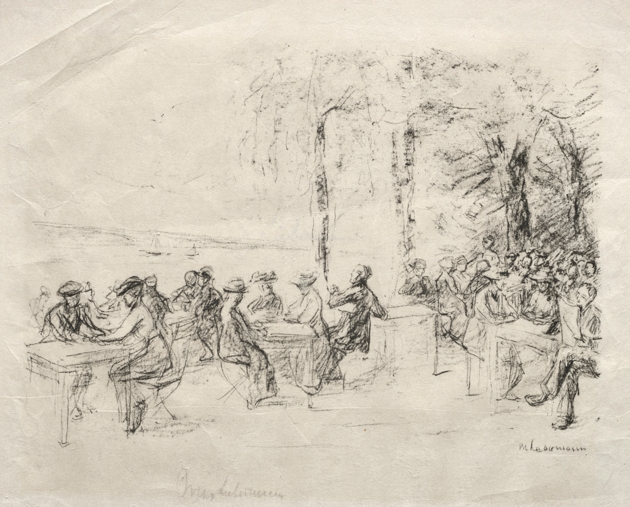 Restaurang vid vattnet. av Max Liebermann
