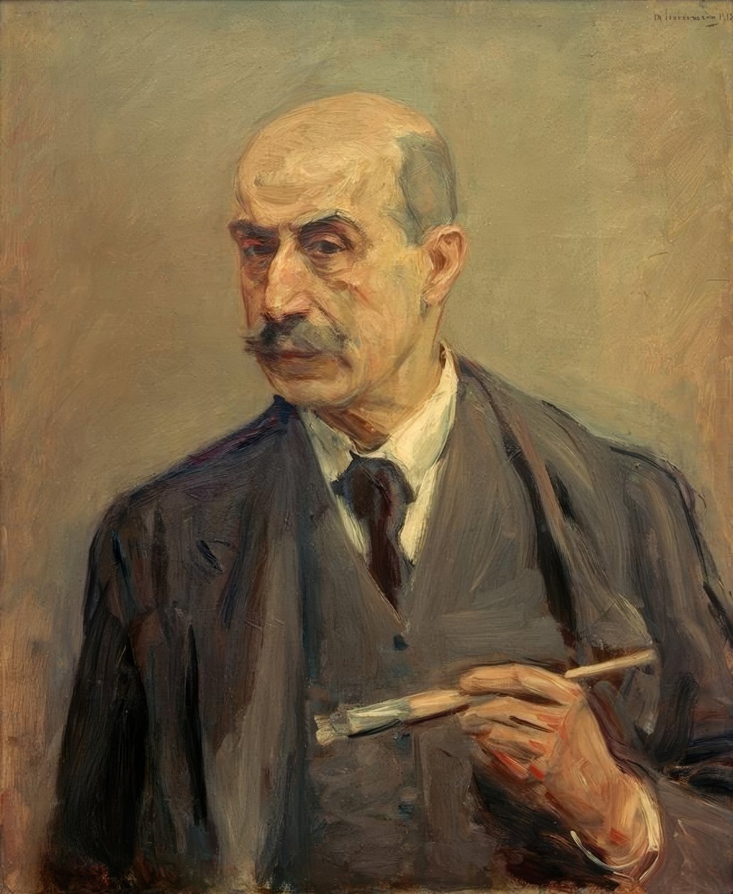 Självporträtt med pensel av Max Liebermann