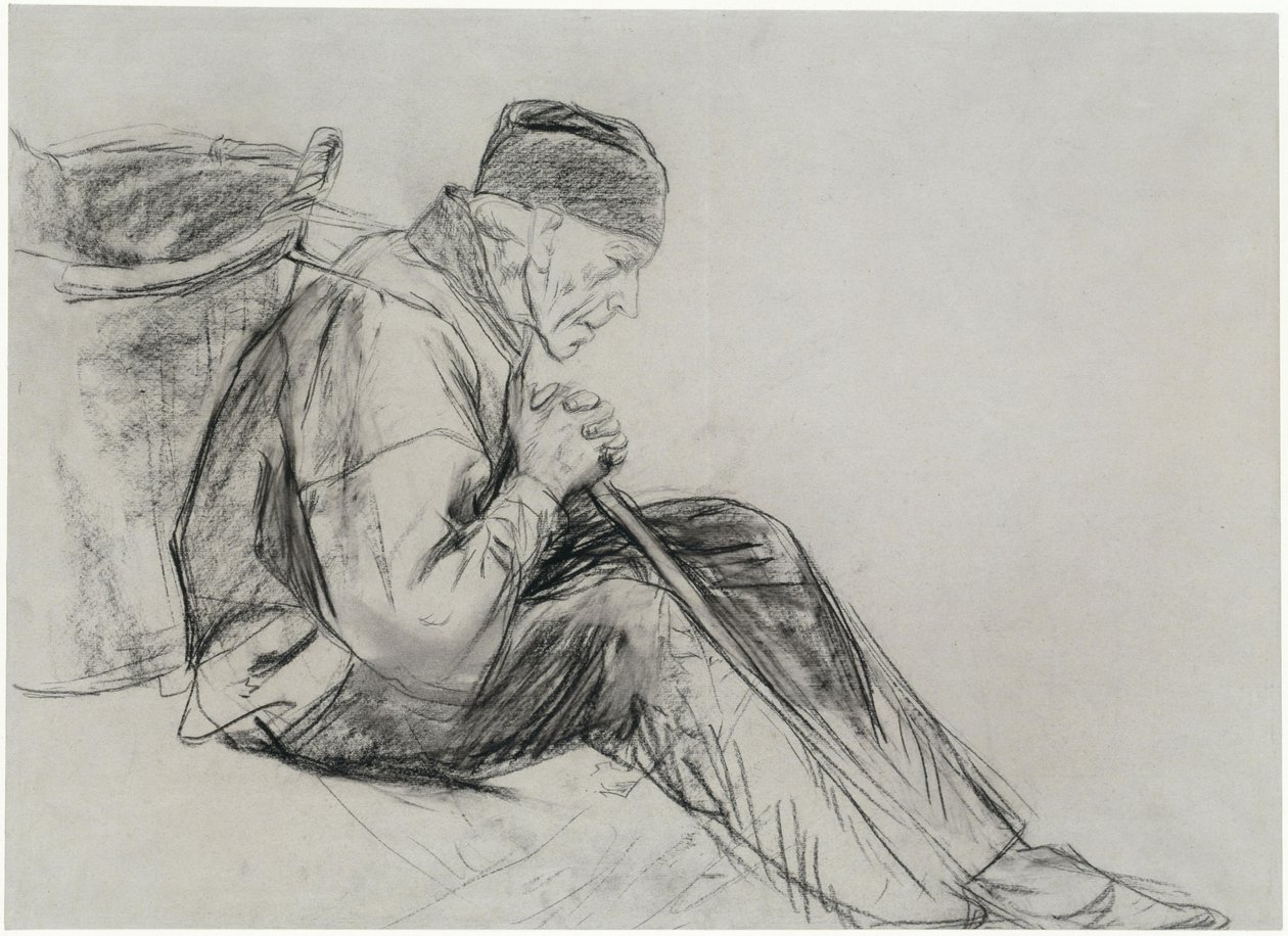 En sittande bonde i profil av Max Liebermann