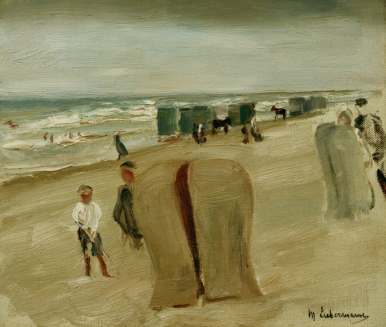 Strand med strandstolar av Max Liebermann