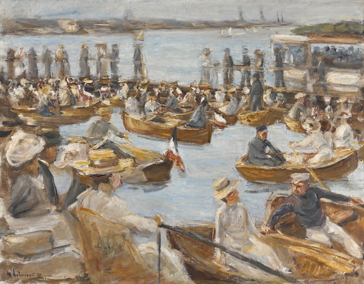 Sommarkväll på Alster-floden, Hamburg av Max Liebermann