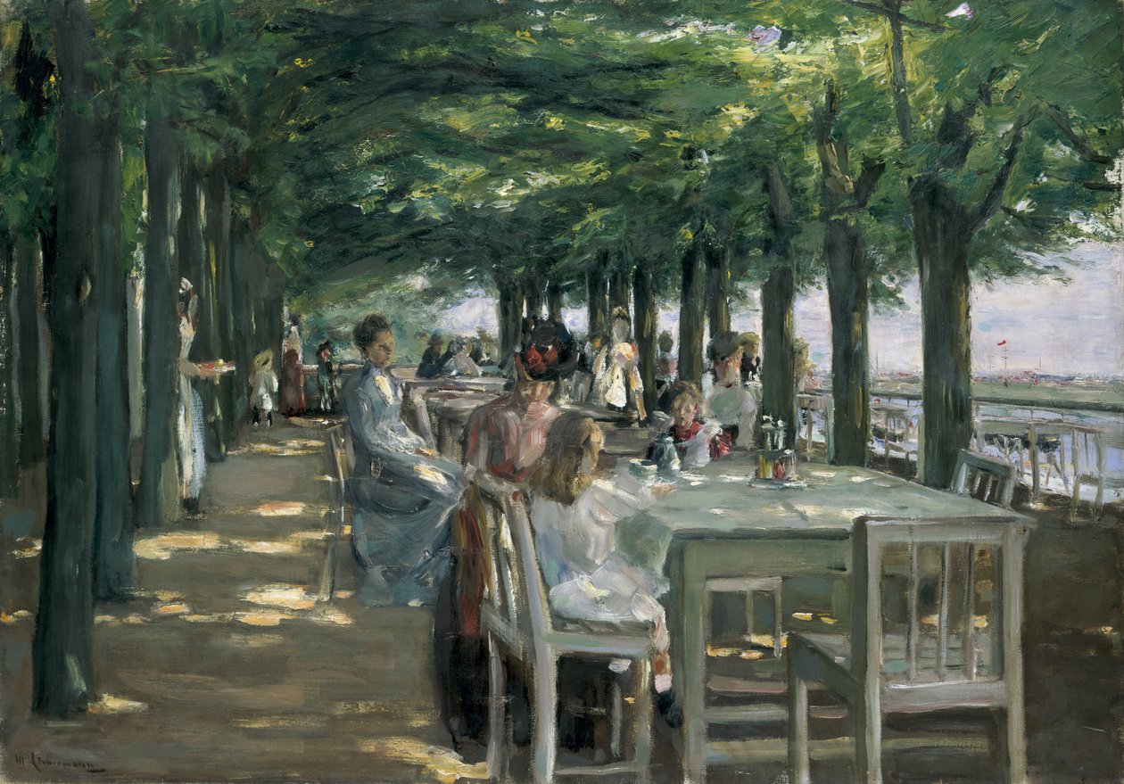 Terrassen på restaurang Jacob i Nienstedten på Elbe av Max Liebermann