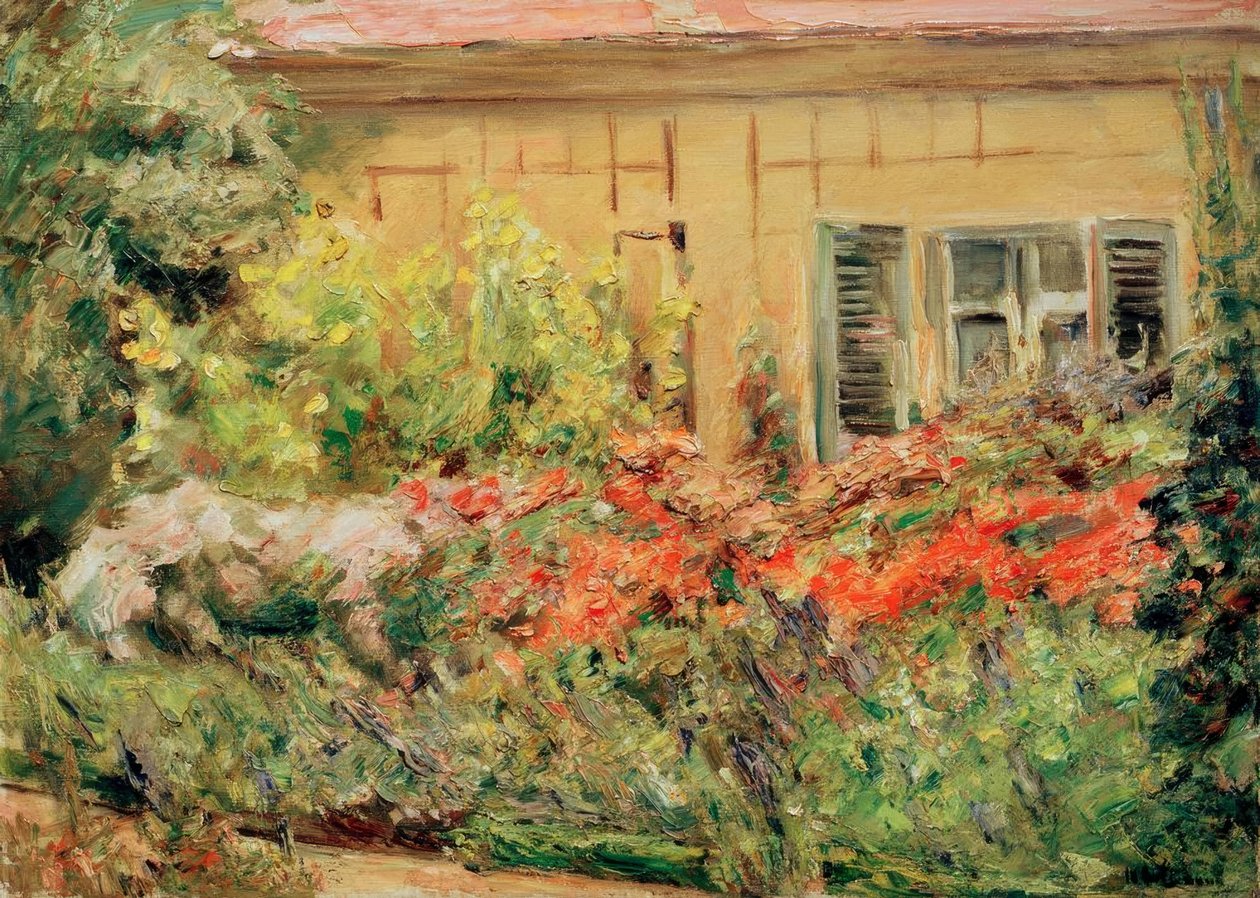 Wannsee Garden. Blommande buskar vid trädgårdsmästarens hus i norr. av Max Liebermann