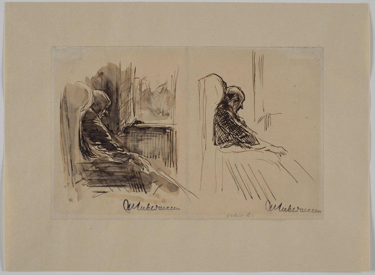 Två porträtt av hans far Louis Liebermann i fåtöljen av Max Liebermann
