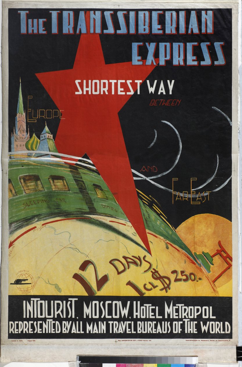 Le Transsiberien - Transsiberian express (affisch från Intourist company) - Litvak, Max (1898-efter 1943) - 1930 - Färglitografi - Ryska statsbiblioteket, Moskva av Max Litvak
