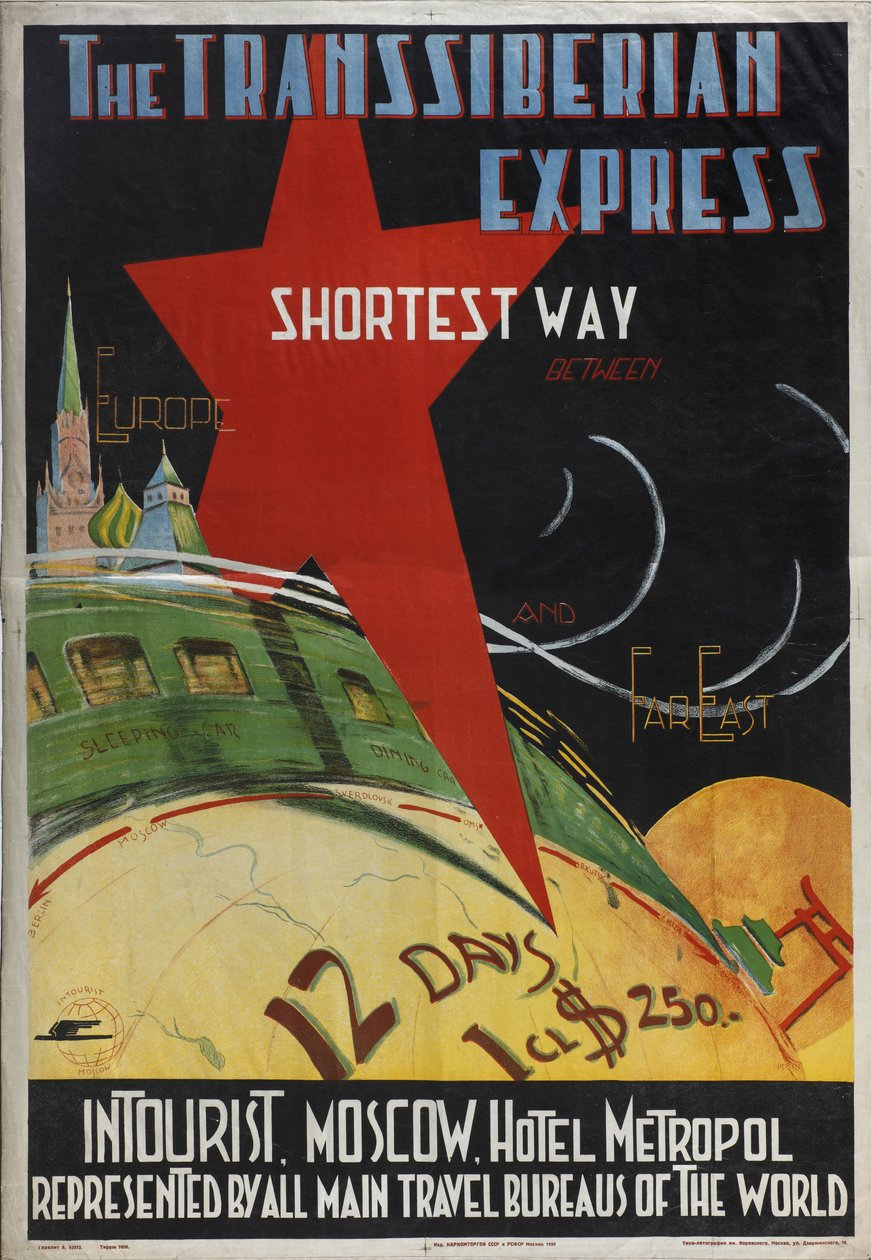 Transsibirisk expressaffisch från Intourist company, 1930 av Max Litvak