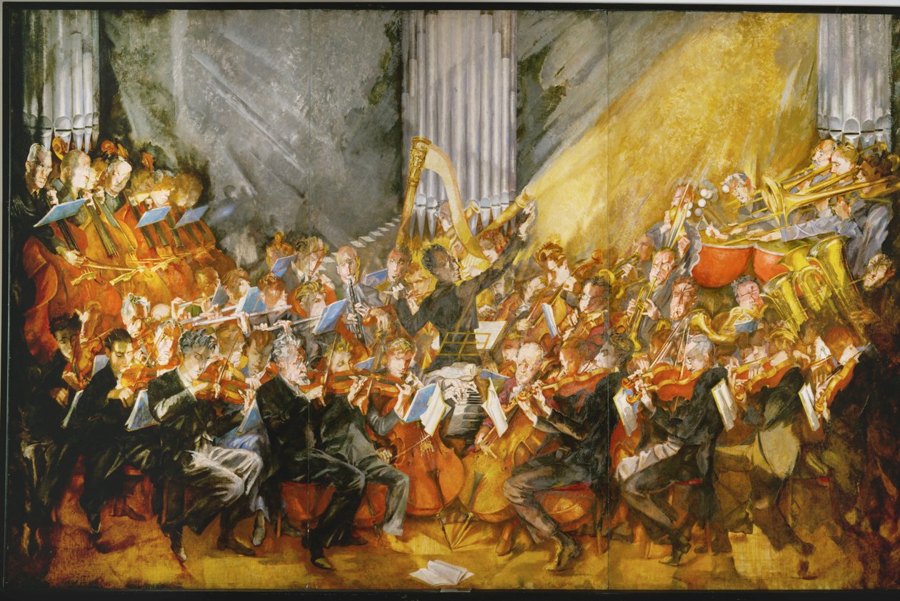 The Orchestra (målning på duk) av Max Oppenheimer