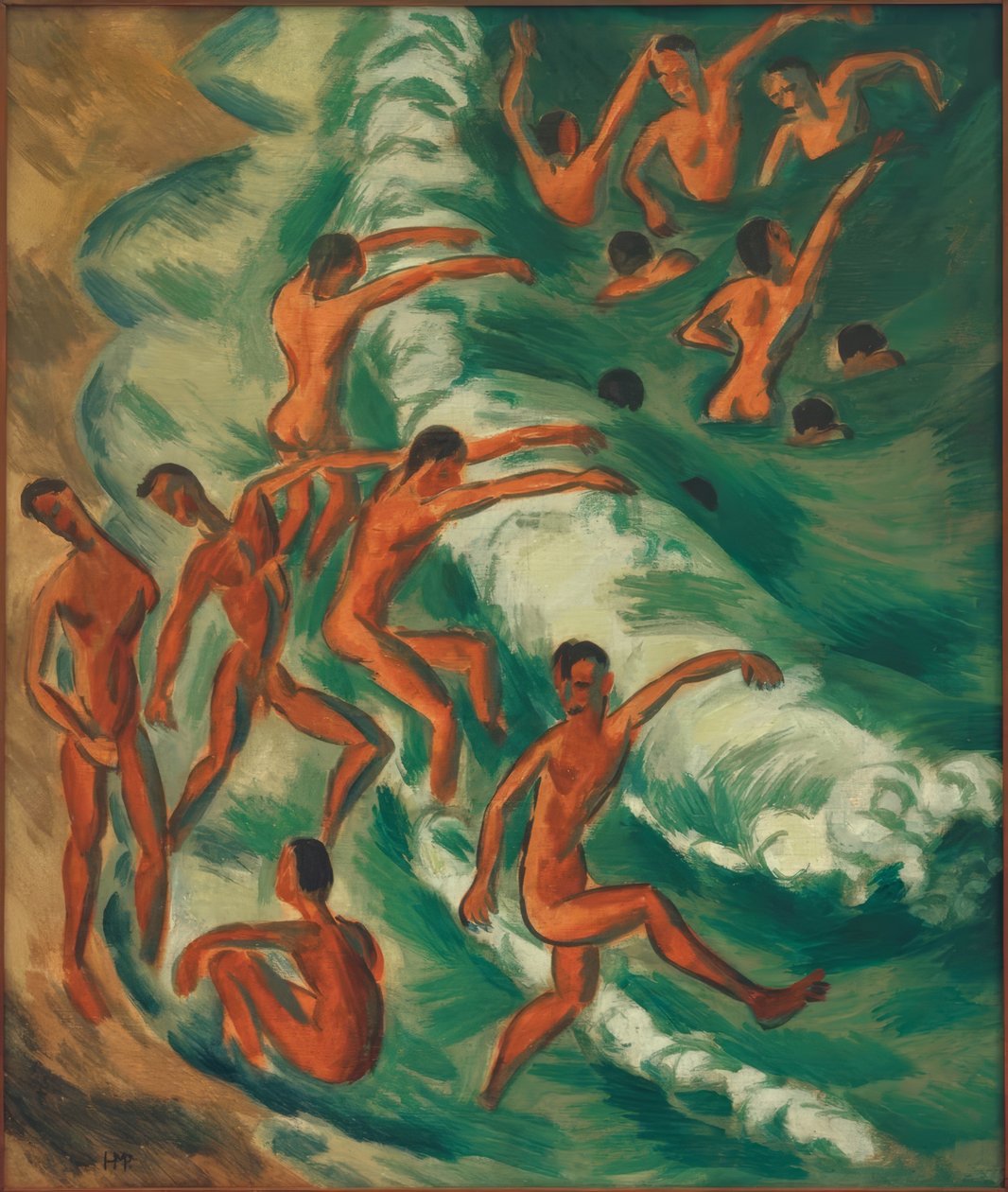 Badande pojkar i bränningen av Max Pechstein