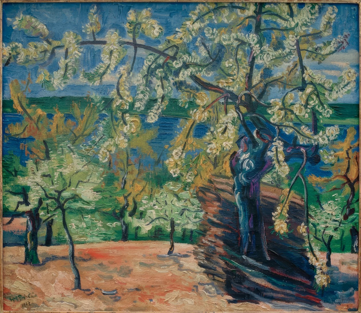 Blühender Kirschbaum von Max Pechstein