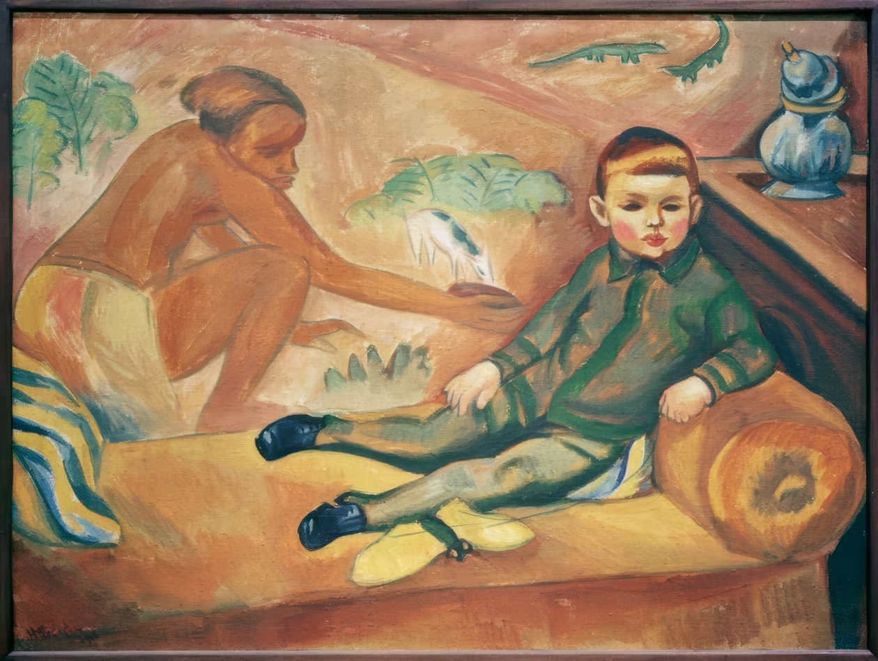 Konstnärens son på soffan av Max Pechstein