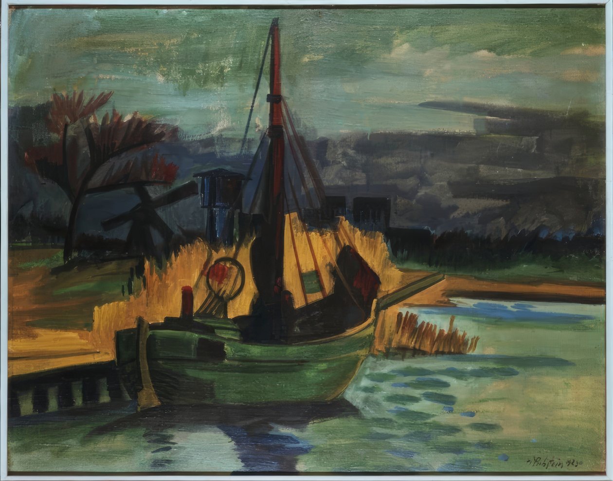 Fiskebåtar vid stranden/ 1923 av Max Pechstein